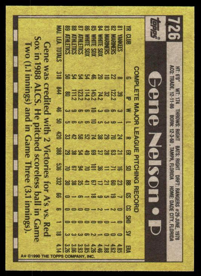 1990 Topps #726 Gene Nelson