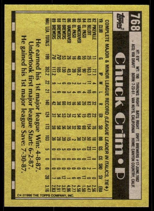 1990 Topps #768 Chuck Crim