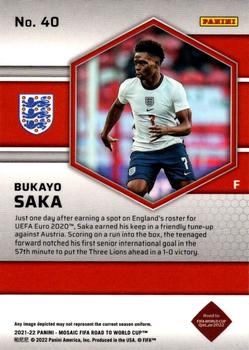 2021-22 Panini Mosaic Road to FIFA World Cup Bukayo Saka #40 England