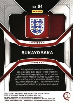 2022 Panini Prizm FIFA World Cup Bukayo Saka #84 England