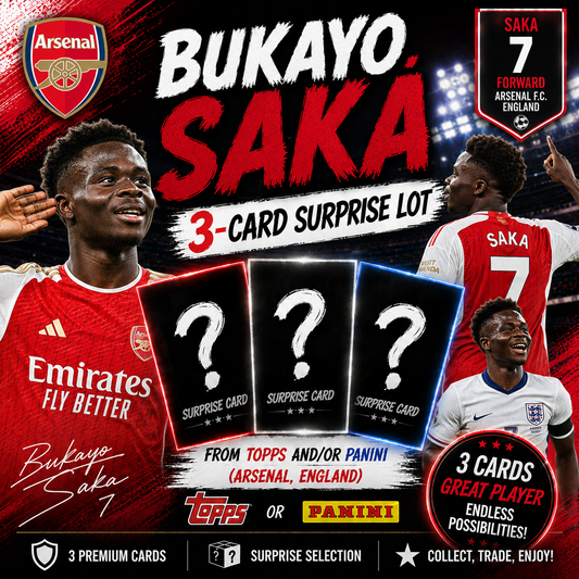 BUKAYO SAKA - 3-Card Surprise Lot from Topps and/or Panini - (Arsenal, England)