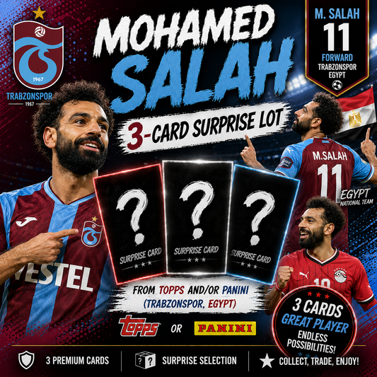 MOHAMED SALAH - 3-Card Surprise Lot from Topps and/or Panini - (Trabzonspor, Egypt)