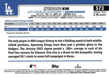 2025 Topps Hyeseong Kim #573 Los Angeles Dodgers