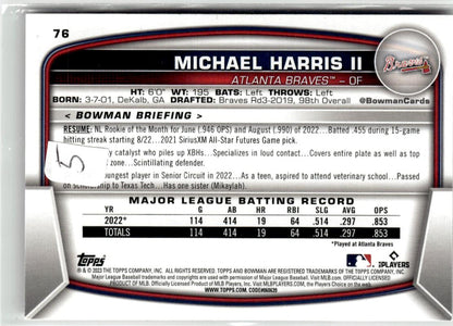 2023 Bowman Michael Harris II #76 Atlanta Braves