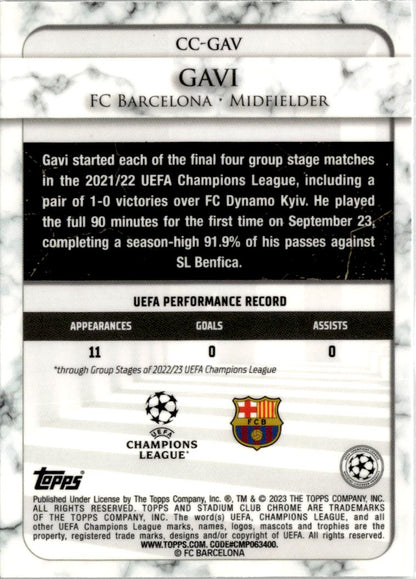 2022-23 Stadium Club Chrome UEFA Club Competitions Gavi Championship #CC-GAV
