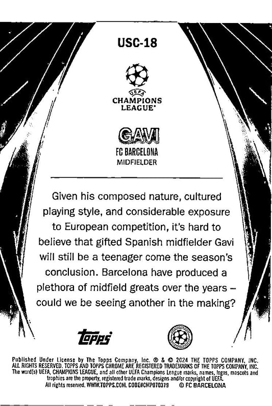 2023-24 Topps UEFA Club Competitions Gavi Ultimate Stage Chrome #USC-18