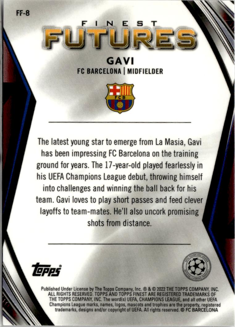 2021-22 Finest UEFA Champions League Gavi Finest Futures #FF-8 FC Barcelona