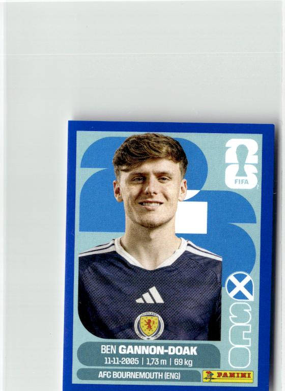 2026 Panini FIFA World Cup Stickers Ben Gannon-Doak Blue #SCO20 Scotland