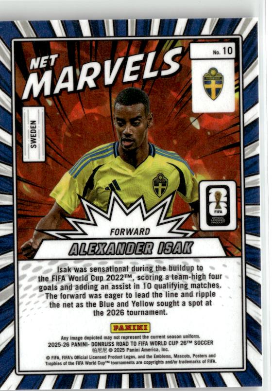 2025-26 Donruss Road to FIFA World Cup Alexander Isak Net Marvels #10 Sweden