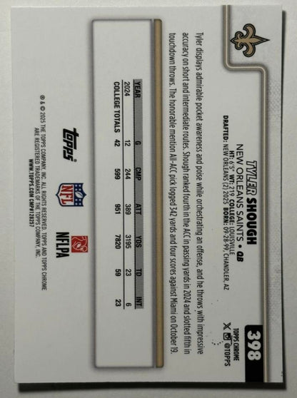 2025 Topps Chrome Tyler Shough #398 New Orleans Saints