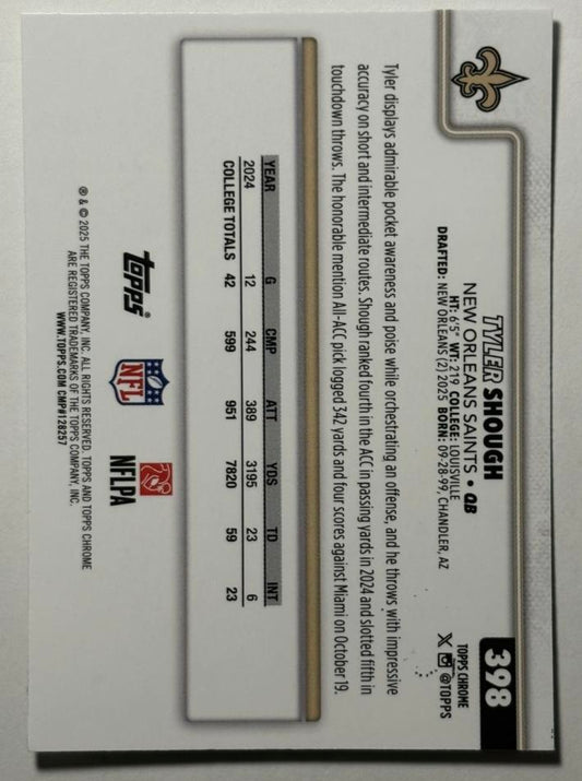2025 Topps Chrome Tyler Shough #398 New Orleans Saints