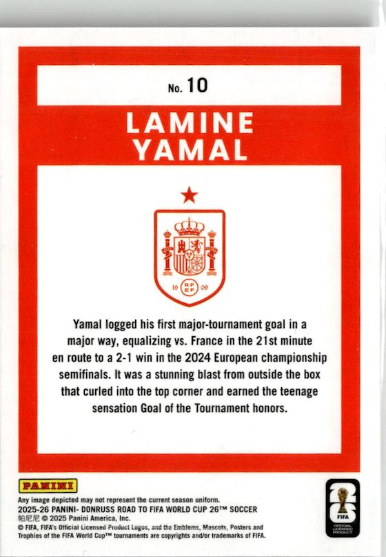 2025-26 Donruss Road to FIFA World Cup Lamine Yamal Cubic #10 Spain