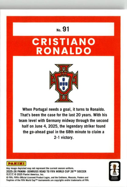 2025-26 Donruss Road to FIFA World Cup Cristiano Ronaldo #91 Portugal