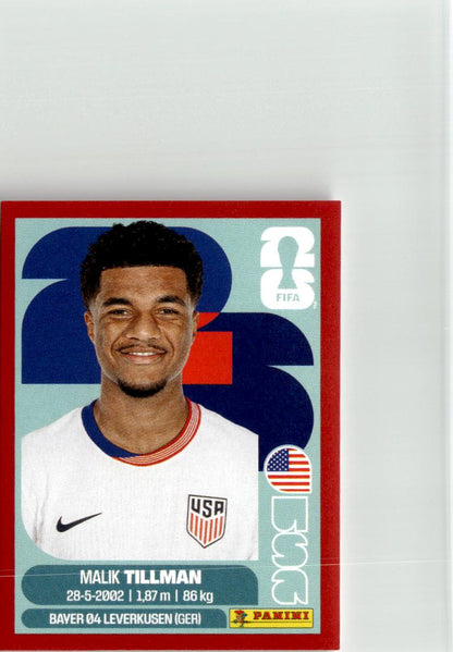 2026 Panini FIFA World Cup Stickers Malik Tillman Red #USA15 USA