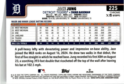 2025 Topps Chrome Jace Jung #225 Detroit Tigers