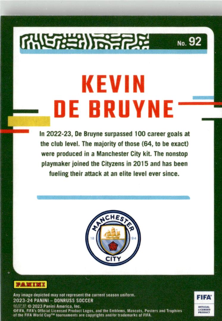 2023-24 Donruss Kevin De Bruyne Silver #92 Manchester City