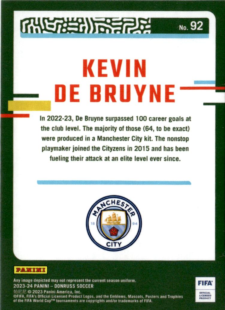 2023-24 Donruss Kevin De Bruyne Silver #92 Manchester City