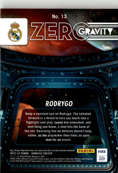2023-24 Donruss Rodrygo Zero Gravity #13 Real Madrid CF
