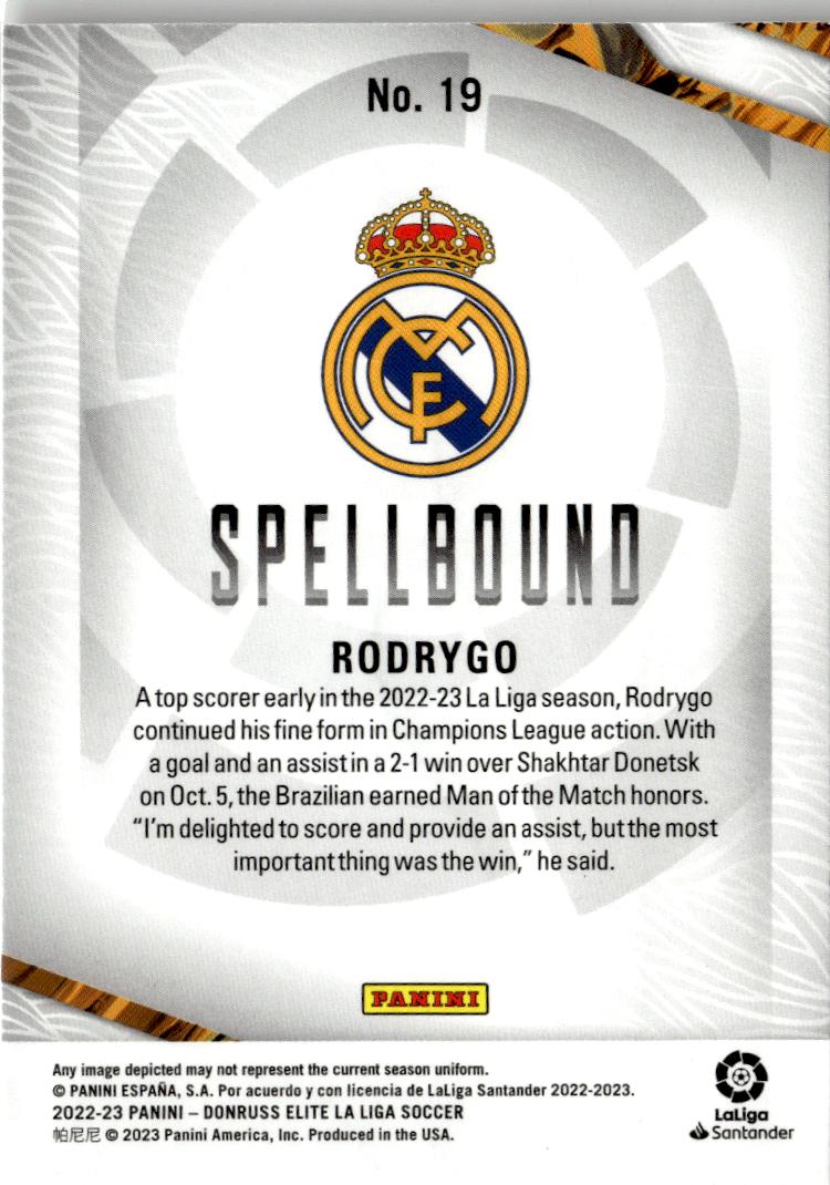 2022-23 Donruss Elite LaLiga Santander Rodrygo Spellbound #19 Real Madrid CF