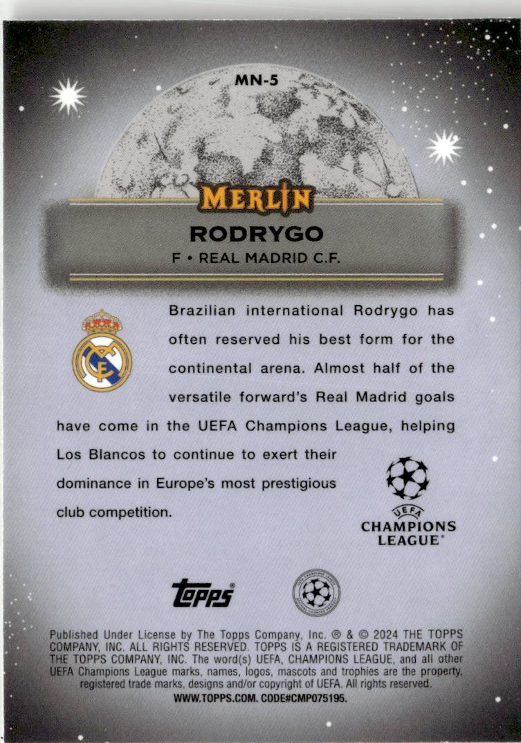 2023-24 Merlin UEFA Club Competitions Rodrygo Mystic Nights #MN-5 Real Madrid CF