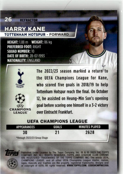 2022-23 Stadium Club Chrome UEFA Club Competitions #26 Harry Kane Refractor