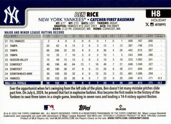 2025 Topps Holiday Ben Rice #H8 New York Yankees