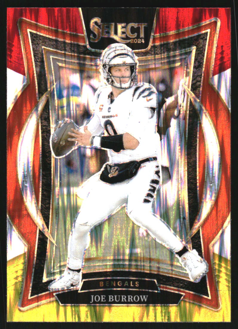 2024 Panini Select Joe Burrow Red & Yellow Prizm Shock #39 Cincinnati Bengals