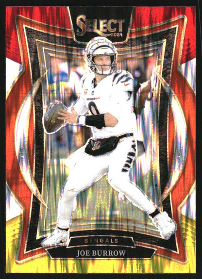 2024 Panini Select Joe Burrow Red & Yellow Prizm Shock #39 Cincinnati Bengals