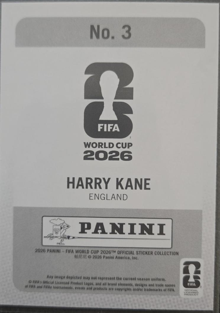2026 Panini World Cup Sticker Collection Hanger Exclusive Harry Kane #3