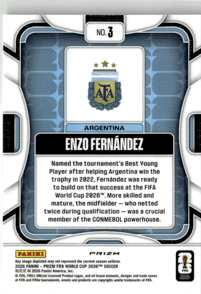 2026 Panini Prizm FIFA World Cup Enzo Fernandez Wave Prizms #3 Argentina