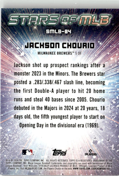 2024 Topps Update Jackson Chourio Stars of MLB #SMLB-84 Milwaukee Brewers