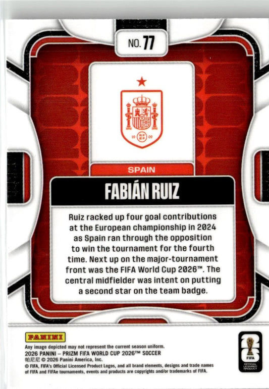2026 Panini Prizm FIFA World Cup Fabian Ruiz #77 Spain