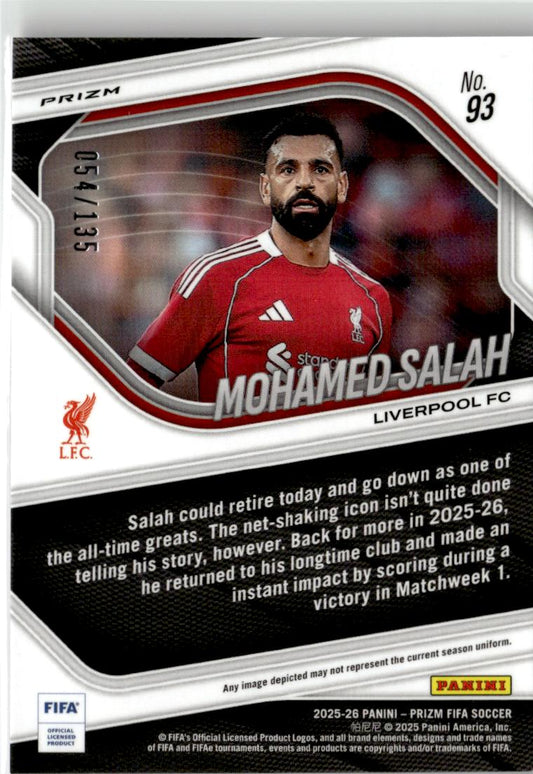 2025-26 Panini Prizm FIFA Mohamed Salah Purple Mosaic Prizms #93 Liverpool