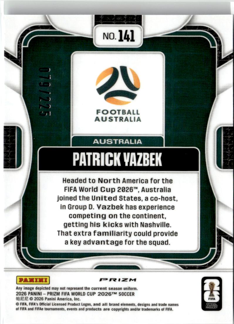 2026 Panini Prizm FIFA WC Patrick Yazbek Fluorescent Blue Wave Prizms #141