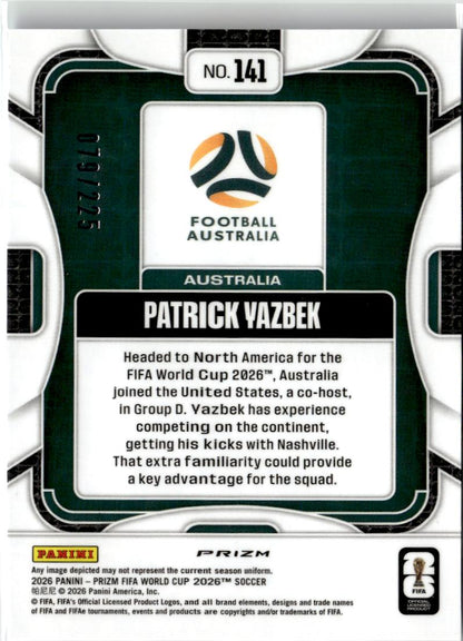 2026 Panini Prizm FIFA WC Patrick Yazbek Fluorescent Blue Wave Prizms #141