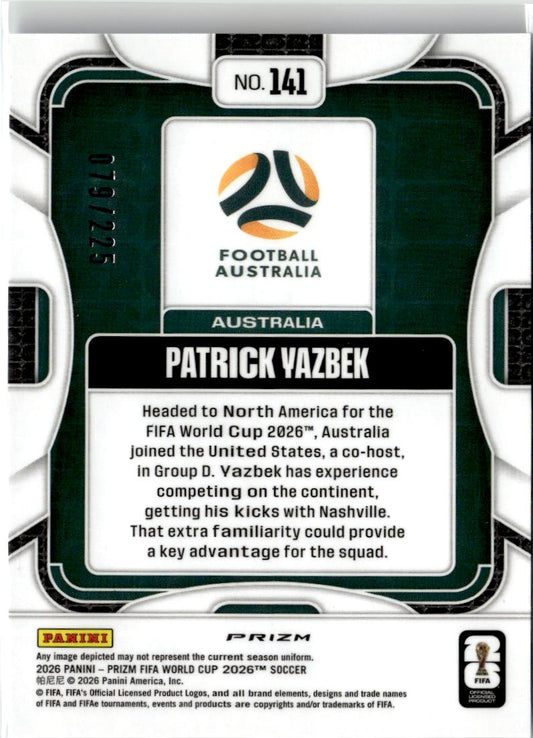 2026 Panini Prizm FIFA WC Patrick Yazbek Fluorescent Blue Wave Prizms #141
