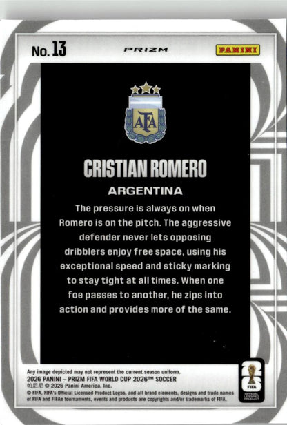 2026 Panini Prizm FIFA World Cup Cristian Romero Screamers #13 Argentina