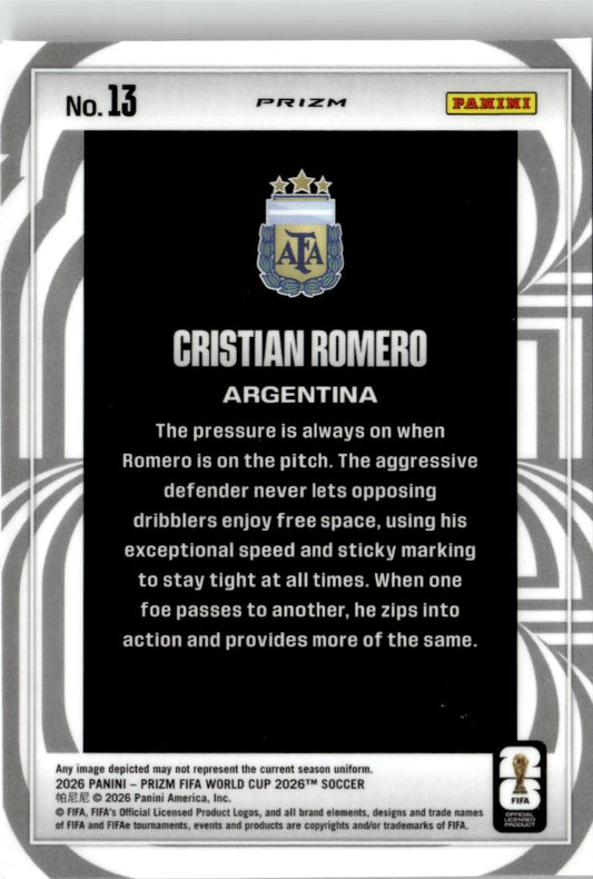 2026 Panini Prizm FIFA World Cup Cristian Romero Screamers #13 Argentina