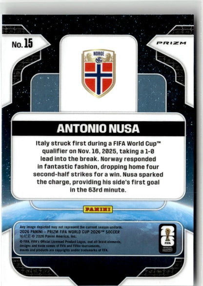 2026 Panini Prizm FIFA World Cup Antonio Nusa Global Reach #15 Norway