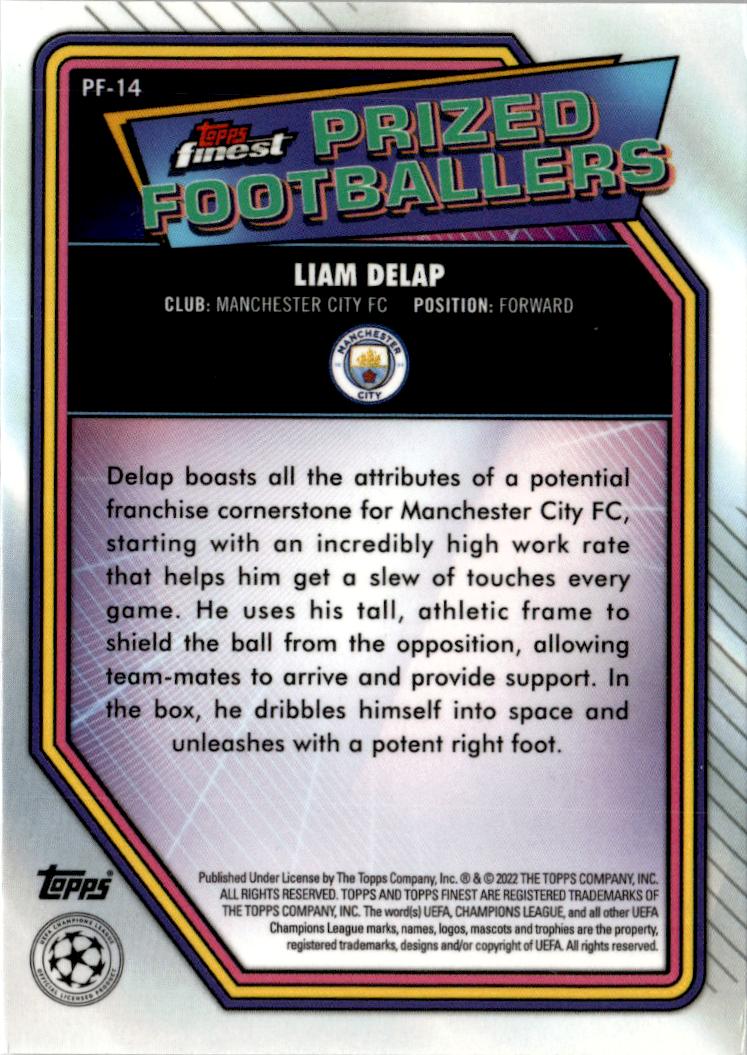 2021-22 Finest UEFA CL Liam Delap Prized Footballers #PF-14 Manchester City