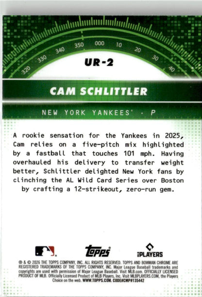 2026 Bowman Cam Schlittler Under the Radar #UR-2 New York Yankees