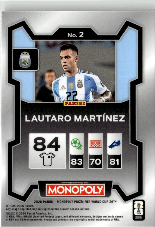 2026 Panini Prizm Monopoly FIFA World Cup Lautaro Martínez #2 Argentina