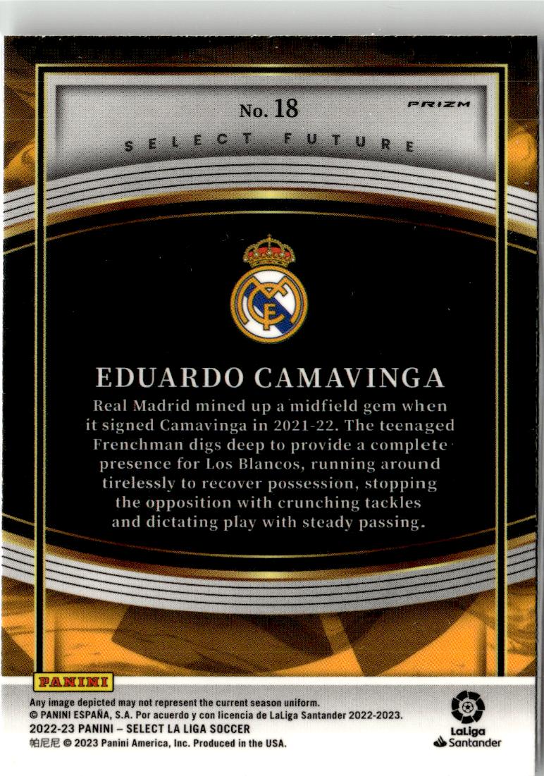 2022-23 Panini Select La Liga Eduardo Camavinga Select Future Peacock #18