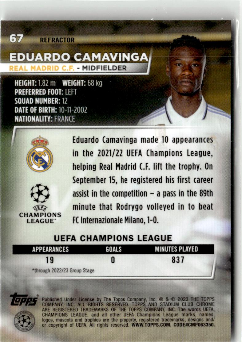 2022-23 Stadium Club Chrome UEFA Club Competitions Eduardo Camavinga #67