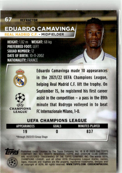 2022-23 Stadium Club Chrome UEFA Club Competitions Eduardo Camavinga #67