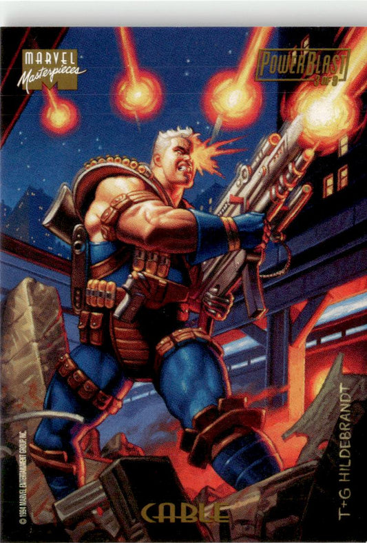 1994 Fleer Marvel Masterpieces Hildebrandt Brothers #3 Cable PowerBlast