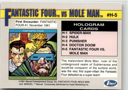 1991 Impel Marvel Universe II #H-5 Fantastic Four vs Mole Man Holograms