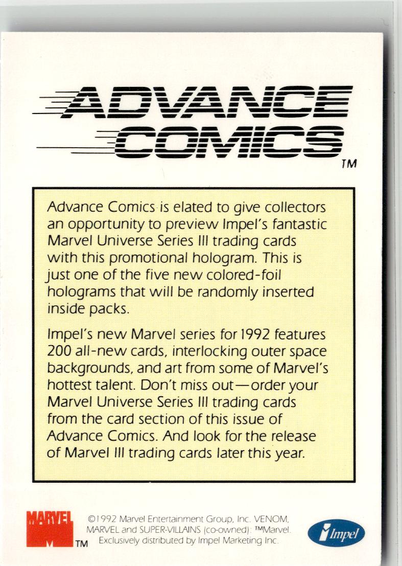 1992 Impel Marvel Universe #NNO Venom Promos