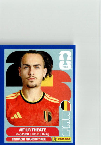 2026 Panini FIFA World Cup Stickers Arthur Theate Blue #BEL3 Belgium