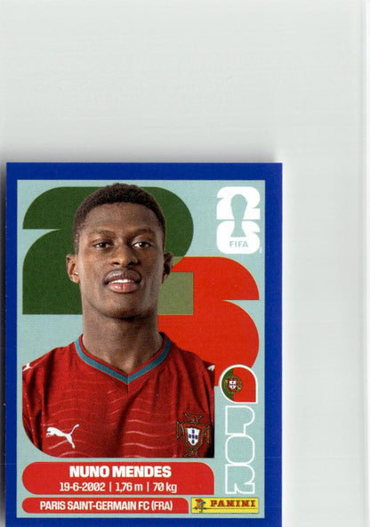2026 Panini FIFA World Cup Stickers Nuno Mendes Blue #POR7 Portugal
